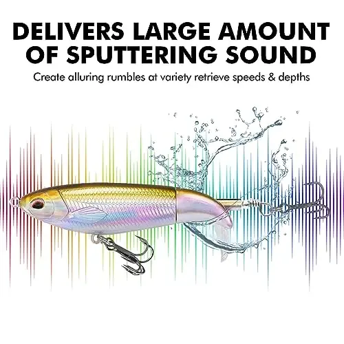 TRUSCEND Top Water Fishing Lures with BKK Hooks, Easy Catch Plopper Lure for Freshwater or Saltwater, Floating Lures for Bass Catfish Pike, Surface Wobble PoPobait Bass Baits Fishing Gifts for Men - 3