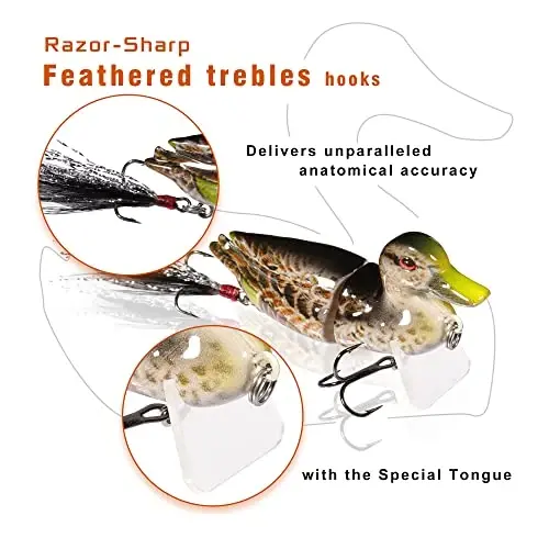 TRUSCEND Chuchuk va Sho'r suvlar uchun baliq tutish yemlari, Bass Forel Crappie Walleye Pike uchun jonli suzuvchi baliqlar, sekin cho'kkan Bass baliq tutish yemi, Erkaklar uchun zarur baliq tutish sovg'alari, Oilaviy baliq tutish uskunalari tiqinlari - 3