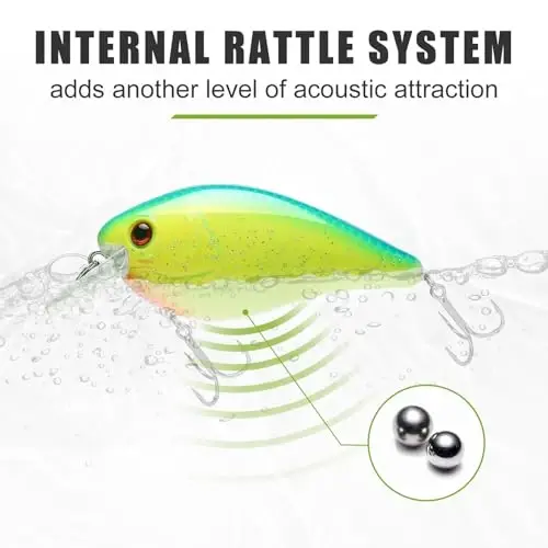 TRUSCEND Easy Catch Crankbait with BKK Hooks, Shallow or Deep Diving Crank Bait Fishing Lures for Bass Pike Walleye, Unipue Wobble Design for More Bites, Vibe Lipless Crankbaits Freshwater Saltwater - 3