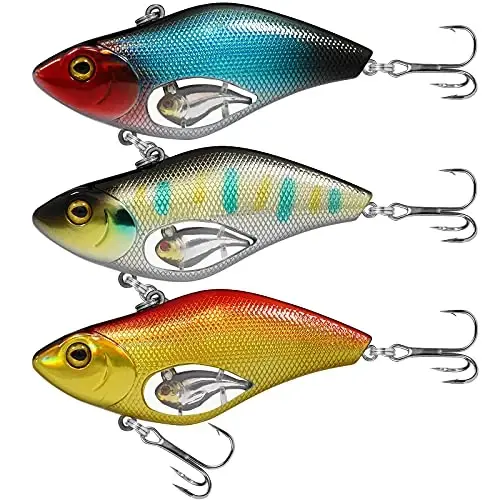 TRUSCEND Easy Catch Crankbait with BKK Hooks, Shallow or Deep Diving Crank Bait Fishing Lures for Bass Pike Walleye, Unipue Wobble Design for More Bites, Vibe Lipless Crankbaits Freshwater Saltwater 