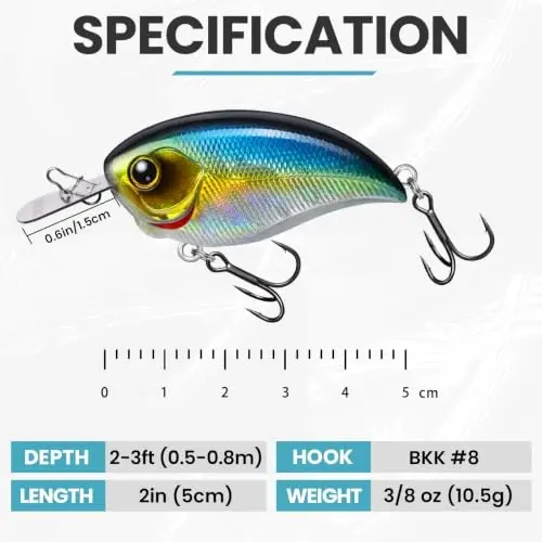 TRUSCEND Easy Catch Crankbait with BKK Hooks, Shallow or Deep Diving Crank Bait Fishing Lures for Bass Pike Walleye, Unipue Wobble Design for More Bites, Vibe Lipless Crankbaits Freshwater Saltwater - 6
