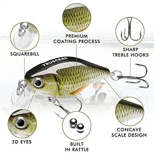 TRUSCEND Easy Catch Swimmax, Ko'proq tishlash uchun sehrli shovqinli turbulent tebranish va vibratsiyali harakatlar, Dyneema eng kuchli tolasidan qo'shilgan segmentlangan suzuvchi baliq, oilaviy baliq ovlash uchun real baliq ovlash vasvasalari - TRUSCEND (1)