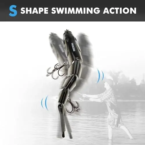 TRUSCEND Easy Catch Swimmax, Ko'proq tishlash uchun sehrli shovqinli turbulent tebranuvchi harakatlar, Dyneema eng kuchli tolasidan bo'g'inli segmentlangan suzuvchi yem, oilaviy baliq ovlash uchun real baliq ovlash vasvasalari - 2