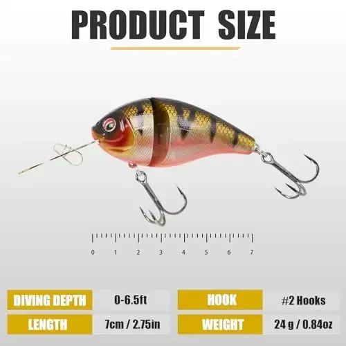 TRUSCEND Easy Catch Swimmax, Koʻproq tishlash uchun sehrli shovqinli turbulent tebranuvchi va vibratsiyali harakatlar, Dyneema eng kuchli tola bilan birlashtirilgan segmentlangan suzuvchi baliq, oilaviy dam olish baliq ovlash uchun real baliq ovlash vasvasalari - 6