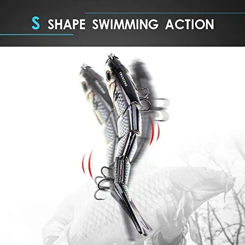 TRUSCEND Easy Catch Swimmax, Koʻproq tishlash uchun sehrli shovqinli turbulent tebranuvchi va vibratsiyali harakatlar, Dyneema eng kuchli tola bilan birlashtirilgan segmentli suzuvchi baliq, dam olish uchun oilaviy baliq ovlash uchun haqiqiy baliq ovlash vasvasalari - 5