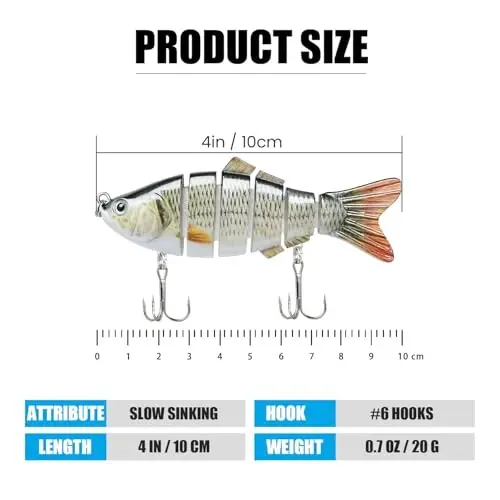TRUSCEND Easy Catch Swimmax, Ko'proq tishlash uchun sehrli shovqinli turbulent tebranuvchi va vibratsiyali harakatlar, Dyneema eng kuchli tola bilan bog'langan segmentli suzuvchi baliq, dam olish uchun oilaviy baliq ovlash uchun jonli baliq ovlash vasvasalari - 2
