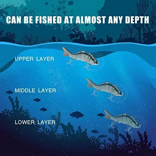 TRUSCEND Easy Catch Swimmax, Ko'proq tishlash uchun sehrli shovqinli turbulent tebranuvchi va vibratsiyali harakatlar, Dyneema eng kuchli tola bilan bog'langan segmentli suzuvchi baliq, dam olish uchun oilaviy baliq ovlash uchun jonli baliq ovlash vasvasalari - 4