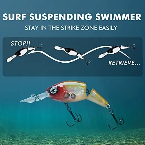 TRUSCEND Easy Catch Swimmax, Ko'proq tishlash uchun sehrli shovqinli turbulent tebranuvchi va vibratsiyali harakatlar, Dyneema eng kuchli tolasi bilan birlashtirilgan segmentli swimbait, oilaviy baliq ovlash uchun jonli baliq ovlash vasvasalari - 4