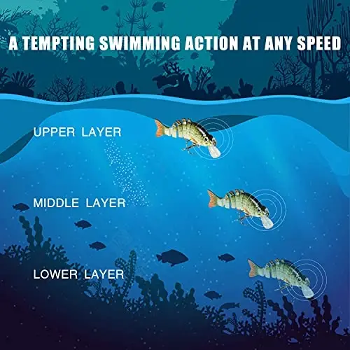 TRUSCEND Easy Catch Swimmax, Ko'proq tishlash uchun sehrli shovqinli turbulent tebranuvchi va vibratsiyali harakatlar, Dyneema eng kuchli tolasi bilan bog'langan qismlarga bo'lingan suzuvchi baliq, oilaviy baliq ovlash uchun jonli baliq ovlash vasvasalari - 5
