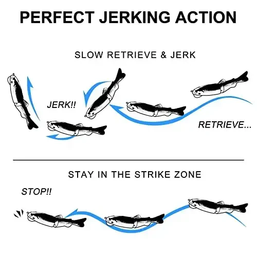 TRUSCEND Easy Catch Swimmax, Koʻproq tishlash uchun sehrli shovqinli turbulent tebranuvchi va vibratsiyali harakatlar, Dyneema eng kuchli tolasidan biriktirilgan segmentli suzuvchi baliq, oilaviy baliq ovlash uchun jonli baliq ovlash vasvasalari - 4