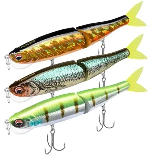 TRUSCEND Easy Catch Swimmax, Ko'proq tishlash uchun sehrli shovqinli turbulent tebranuvchi va vibratsiyali harakatlar, Dyneema eng kuchli tolasidan bo'g'inli segmentlangan suzuvchi baliq, oilaviy baliq ovlash uchun haqiqiy baliq ovlash vasvasalari - 1