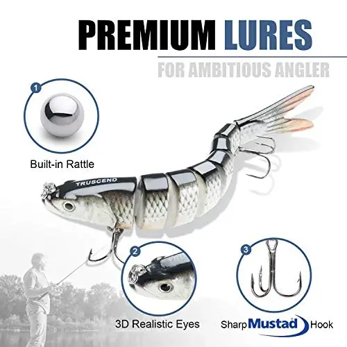 TRUSCEND Easy Catch Swimmax, Ko'proq tishlash uchun sehrli shovqinli turbulent tebranuvchi va vibratsiyali harakatlar, Dyneema eng kuchli tolasidan qo'shilgan segmentli suzuvchi, dam olish uchun oilaviy baliq ovlash uchun jonli baliq ovlash vasvasalari - 4