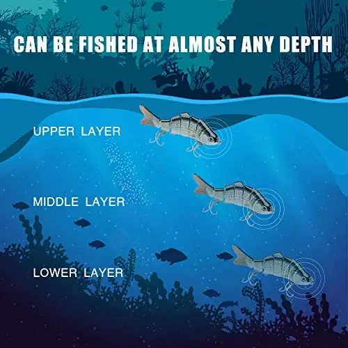 TRUSCEND Easy Catch Swimmax, Magic Noisy Turbulent Wiggling and Vibrating Actions for More Bites, Dyneema Eng Kuchli Tolasi Bilan Biriktirilgan Segmentlangan Swimbait, Oilaviy Baliq Ovi Uchun Haqiqiy Baliq Ovlash Yemlari - 5