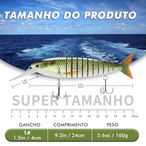 TRUSCEND Easy Catch Swimmax, Magic Noisy Turbulent Wiggling and Vibrating Actions for More Bites, Dyneema Eng Kuchli Tolasi Bilan Bo'g'inli Segmentli Suzuvchi, Relax Oilaviy Baliq Ovi Uchun Haqiqiy Baliq Ovlash Yemlari - 5
