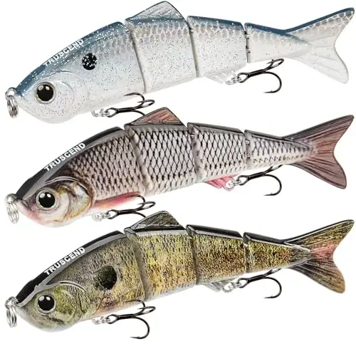 TRUSCEND Easy Catch Swimmax, Magic Noisy Turbulent Wiggling and Vibrating Actions for More Bites, Segmented Swimbait Jointed by Dyneema Strongest Fiber, Lifelike Fishing Lures for Relax Family Fishing - 3