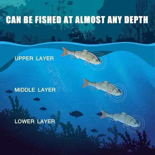 TRUSCEND Easy Catch Swimmax, Magic Noisy Turbulent Wiggling and Vibrating Actions for More Bites, Segmented Swimbait Jointed by Dyneema Strongest Fiber, Lifelike Fishing Lures for Relax Family Fishing - 5