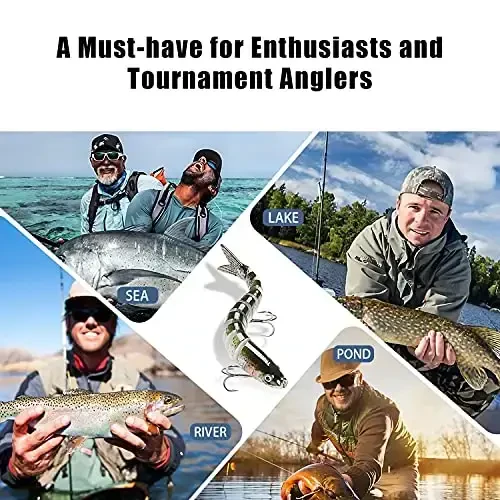 TRUSCEND Easy Catch Swimmax, Magic Noisy Turbulent Wiggling and Vibrating Actions for More Bites, Segmented Swimbait Jointed by Dyneema Strongest Fiber, Lifelike Fishing Lures for Relax Family Fishing - 5