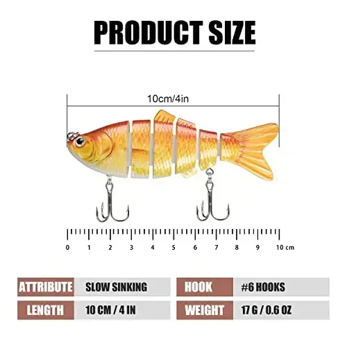TRUSCEND Easy Catch Swimmax, Magic Noisy Turbulent Wiggling and Vibrating Actions for More Bites, Segmented Swimbait Jointed by Dyneema Strongest Fiber, Lifelike Fishing Lures for Relax Family Fishing - 2