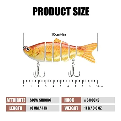 TRUSCEND Easy Catch Swimmax, Magic Noisy Turbulent Wiggling and Vibrating Actions for More Bites, Segmented Swimbait Jointed by Dyneema Strongest Fiber, Lifelike Fishing Lures for Relax Family Fishing - 2
