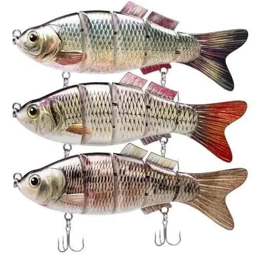 TRUSCEND Easy Catch Swimmax, Magic Noisy Turbulent Wiggling and Vibrating Actions for More Bites, Segmented Swimbait Jointed by Dyneema Strongest Fiber, Lifelike Fishing Lures for Relax Family Fishing 