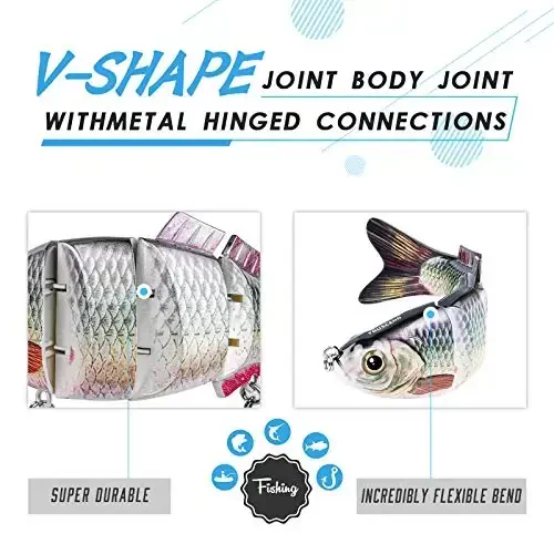 TRUSCEND Easy Catch Swimmax, Magic Noisy Turbulent Wiggling and Vibrating Actions for More Bites, Segmented Swimbait Jointed by Dyneema Strongest Fiber, Lifelike Fishing Lures for Relax Family Fishing - 3