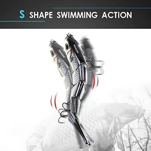 TRUSCEND Easy Catch Swimmax, Magic Noisy Turbulent Wiggling and Vibrating Actions for More Bites, Segmented Swimbait Jointed by Dyneema Strongest Fiber, Lifelike Fishing Lures for Relax Family Fishing - 5