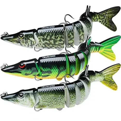 TRUSCEND Easy Catch Swimmax, Magic Noisy Turbulent Wiggling and Vibrating Actions for More Bites, Segmented Swimbait Jointed by Dyneema Strongest Fiber, Lifelike Fishing Lures for Relax Family Fishing 