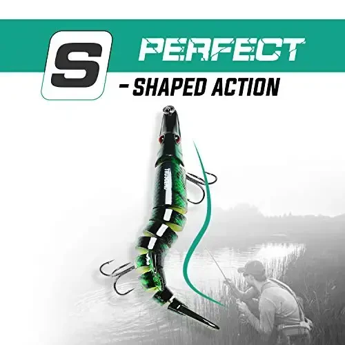 TRUSCEND Easy Catch Swimmax, Magic Noisy Turbulent Wiggling and Vibrating Actions for More Bites, Segmented Swimbait Jointed by Dyneema Strongest Fiber, Lifelike Fishing Lures for Relax Family Fishing - 2
