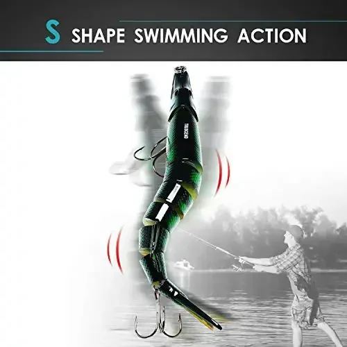 TRUSCEND Easy Catch Swimmax, Magic Noisy Turbulent Wiggling and Vibrating Actions for More Bites, Segmented Swimbait Jointed by Dyneema Strongest Fiber, Lifelike Fishing Lures for Relax Family Fishing - 2