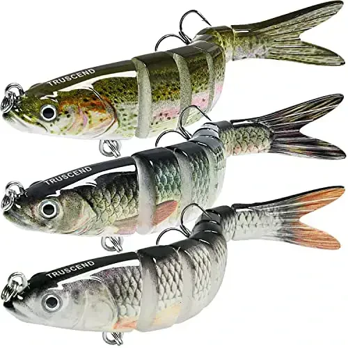 TRUSCEND Easy Catch Swimmax, Magic Noisy Turbulent Wiggling and Vibrating Actions for More Bites, Segmented Swimbait Jointed by Dyneema Strongest Fiber, Lifelike Fishing Lures for Relax Family Fishing 