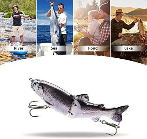 TRUSCEND Easy Catch Swimmax, Magic Noisy Turbulent Wiggling and Vibrating Actions for More Bites, Segmented Swimbait Jointed by Dyneema Strongest Fiber, Lifelike Fishing Lures for Relax Family Fishing - 6