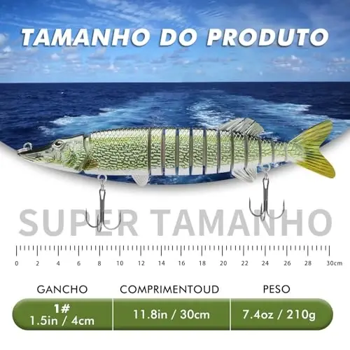 TRUSCEND Easy Catch Swimmax, Magic Noisy Turbulent Wiggling and Vibrating Actions for More Bites, Segmented Swimbait Jointed by Dyneema Strongest Fiber, Lifelike Fishing Lures for Relax Family Fishing - 5