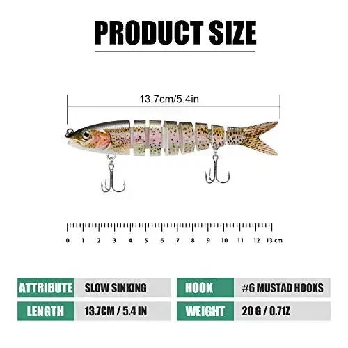 TRUSCEND Easy Catch Swimmax, Magic Noisy Turbulent Wiggling and Vibrating Actions for More Bites, Segmented Swimbait Jointed by Dyneema Strongest Fiber, Lifelike Fishing Lures for Relax Family Fishing - TRUSCEND (1)