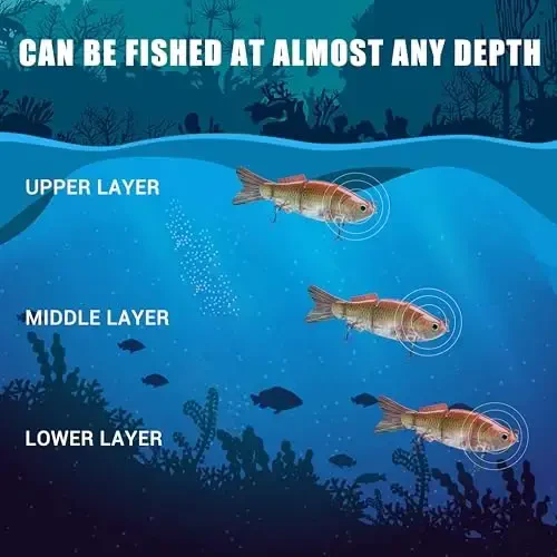 TRUSCEND Easy Catch Swimmax, Magic Noisy Turbulent Wiggling and Vibrating Actions for More Bites, Segmented Swimbait Jointed by Dyneema Strongest Fiber, Lifelike Fishing Lures for Relax Family Fishing - 5