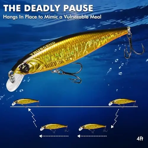 TRUSCEND Easy Catch Swimmax with BKK Hooks, Magic Noisy Wiggling and Vibrating Actions for More Bites, Lifelike Fishing Lures for Bass Trout Walleye Crappie, Strongest Dyneema Fiber Jointed Swimbaits - 2