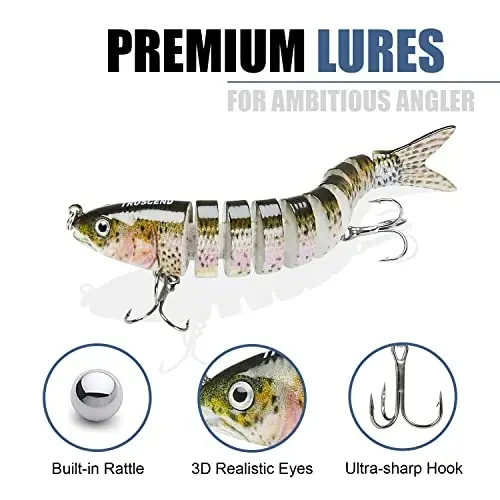 TRUSCEND Easy Catch Swimmax with BKK Hooks, Magic Noisy Wiggling and Vibrating Actions for More Bites, Lifelike Fishing Lures for Bass Trout Walleye Crappie, Strongest Dyneema Fiber Jointed Swimbaits - 5