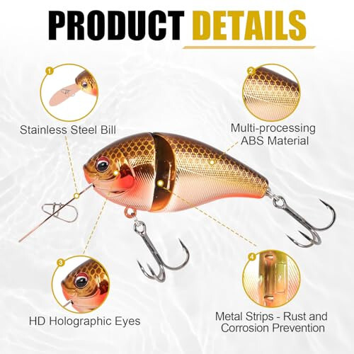 TRUSCEND Fishing Lures for Freshwater and Saltwater, Lifelike Swimbait for Bass Trout Crappie, Slow Sinking Bass Fishing Lure, Amazing Fishing Gifts for Men, Must-Have for Family Fishing Gear - 5