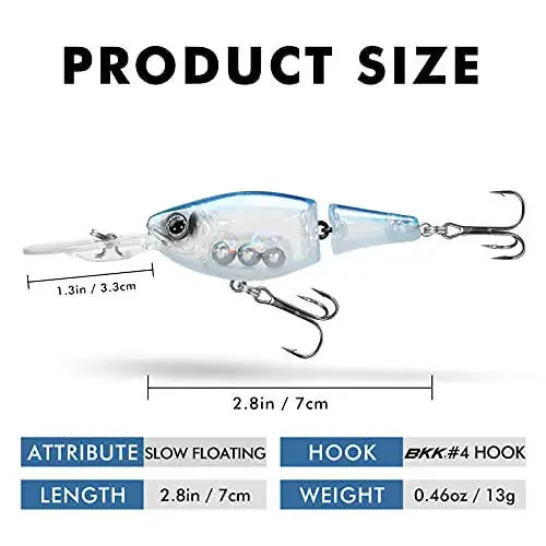 TRUSCEND Fishing Lures for Freshwater and Saltwater, Lifelike Swimbait for Bass Trout Crappie Walleye Pike, Slow Sinking Bass Fishing Lure, Must-Have Fishing Gifts for Men, Family Fishing Gear Plugs - 2