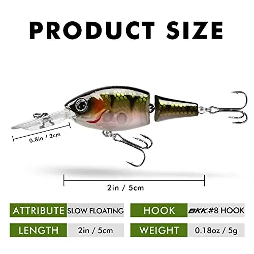 TRUSCEND Easy Catch SwimMax with BKK Hooks, Magic Noisy Wiggling and Vibrating Actions for More Bites, Lifelike Fishing Lures for Bass Trout Walleye Crappie, Strongest Dyneema Fiber Jointed Swimbaits - 2