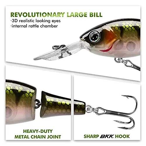 TRUSCEND Easy Catch SwimMax with BKK Hooks, Magic Noisy Wiggling and Vibrating Actions for More Bites, Lifelike Fishing Lures for Bass Trout Walleye Crappie, Strongest Dyneema Fiber Jointed Swimbaits - 3