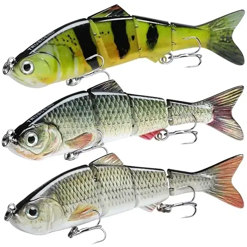 TRUSCEND Easy Catch Swimmax with BKK Hooks, Magic Noisy Wiggling and Vibrating Actions for More Bites, Lifelike Fishing Lures for Bass Trout Walleye Crappie, Strongest Dyneema Fiber Jointed Swimbaits - 1