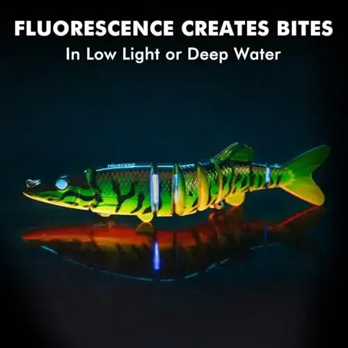 TRUSCEND Easy Catch Swimmax, Magic Noisy Turbulent Wiggling and Vibrating Actions for More Bites, Segmented Swimbait Jointed by Dyneema Strongest Fiber, Lifelike Fishing Lures for Relax Family Fishing - 4