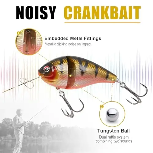 TRUSCEND Easy Catch Swimmax with BKK Hooks, Magic Noisy Wiggling and Vibrating Actions for More Bites, Lifelike Fishing Lures for Bass Trout Walleye Crappie, Strongest Dyneema Fiber Jointed Swimbaits - 3