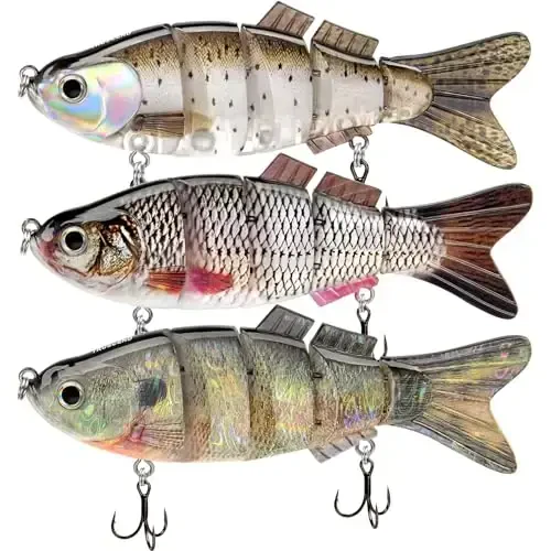 TRUSCEND Easy Catch Swimmax, Magic Noisy Turbulent Wiggling and Vibrating Actions for More Bites, Segmented Swimbait Jointed by Dyneema Strongest Fiber, Lifelike Fishing Lures for Relax Family Fishing - TRUSCEND