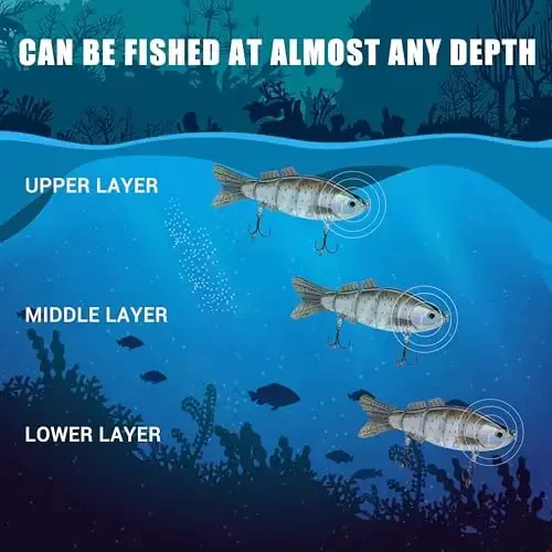 TRUSCEND Easy Catch Swimmax, Magic Noisy Turbulent Wiggling and Vibrating Actions for More Bites, Segmented Swimbait Jointed by Dyneema Strongest Fiber, Lifelike Fishing Lures for Relax Family Fishing - 6