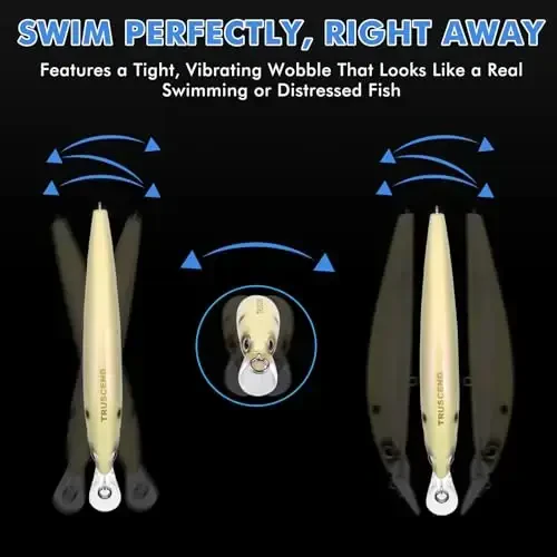 TRUSCEND Easy Catch Swimmax, Magic Noisy Turbulent Wiggling and Vibrating Actions for More Bites, Segmented Swimbait Jointed by Dyneema Strongest Fiber, Lifelike Fishing Lures for Relax Family Fishing - 2