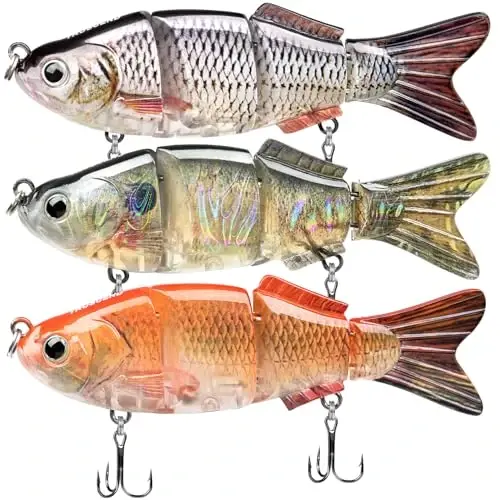 TRUSCEND Easy Catch Swimmax with BKK Hooks, Magic Noisy Wiggling and Vibrating Actions for More Bites, Lifelike Fishing Lures for Bass Trout Walleye Crappie, Strongest Dyneema Fiber Jointed Swimbaits - TRUSCEND