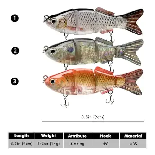 TRUSCEND Easy Catch Swimmax, Magic Noisy Turbulent Wiggling and Vibrating Actions for More Bites, Segmented Swimbait Jointed by Dyneema Strongest Fiber, Lifelike Fishing Lures for Relax Family Fishing - 6