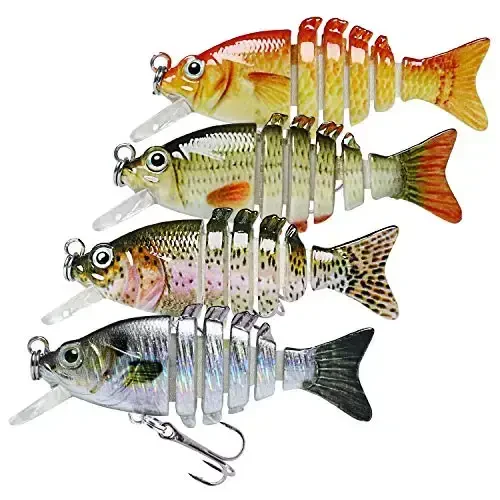 TRUSCEND Easy Catch Swimmax, Magic Noisy Turbulent Wiggling and Vibrating Actions for More Bites, Segmented Swimbait Jointed by Dyneema Strongest Fiber, Lifelike Fishing Lures for Relax Family Fishing - 1