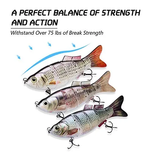 TRUSCEND Easy Catch SwimMax with BKK Hooks, Magic Noisy Wiggling and Vibrating Actions for More Bites, Lifelike Fishing Lures for Bass Trout Walleye Crappie, Strongest Dyneema Fiber Jointed Swimbaits - 4